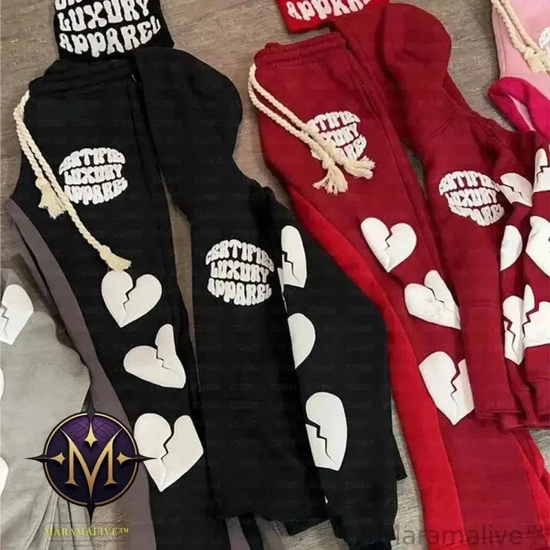 Y2K Hoodie Hip hop Streetwear Foam Heart Letter Print Letter print Pullover Men women Sweatshirt Harajuku Gothic Oversize Hooded