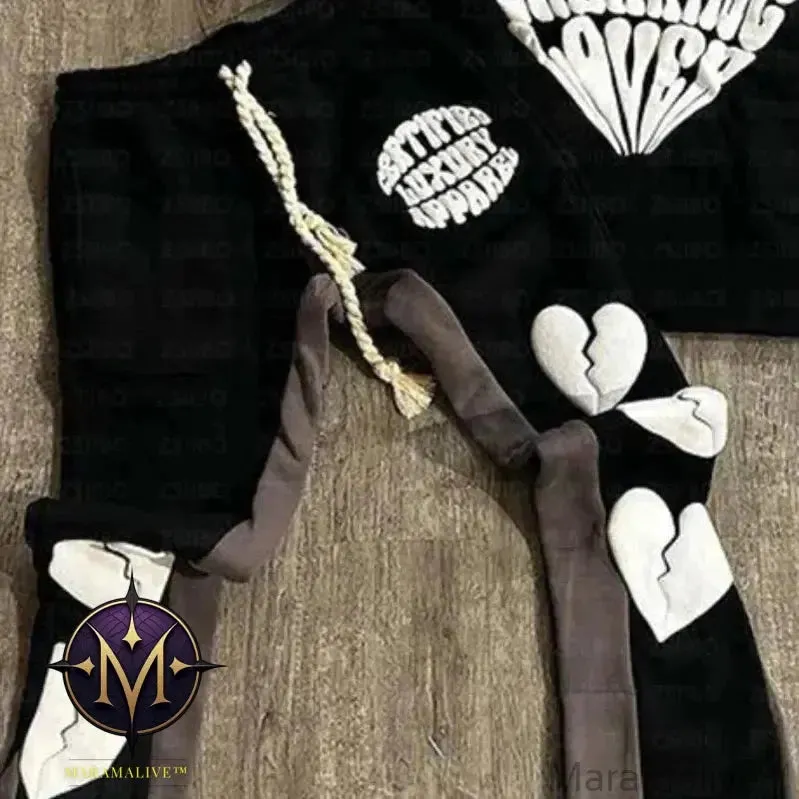 Y2K Hoodie Hip hop Streetwear Foam Heart Letter Print Letter print Pullover Men women Sweatshirt Harajuku Gothic Oversize Hooded