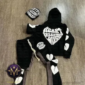 Y2K Hoodie Hip hop Streetwear Foam Heart Letter Print Letter print Pullover Men women Sweatshirt Harajuku Gothic Oversize Hooded