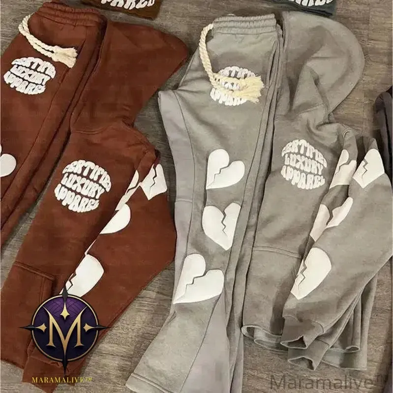 Y2K Hoodie Hip hop Streetwear Foam Heart Letter Print Letter print Pullover Men women Sweatshirt Harajuku Gothic Oversize Hooded