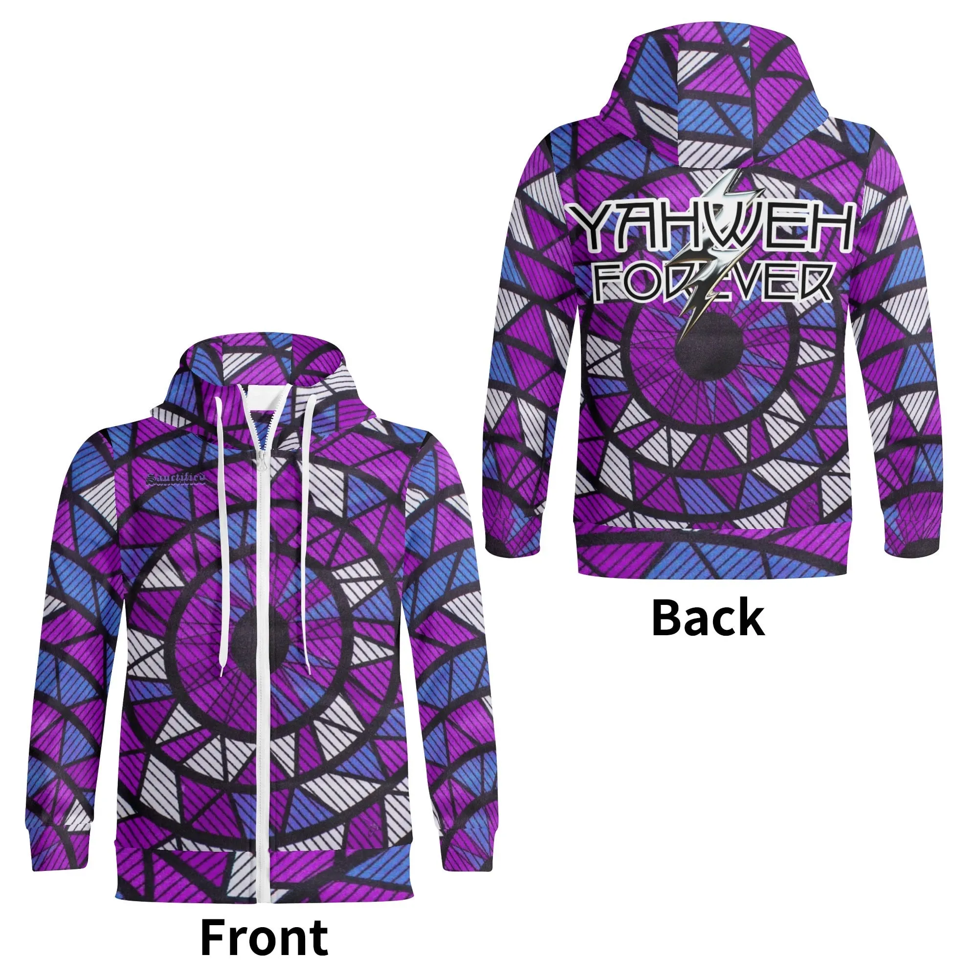 YAHWEH FOREVER- Adult Full Zip Turtleneck Hoodie Streetwear, Free Shipping