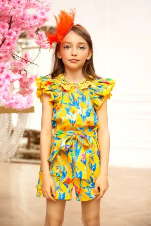 Yellow cotton Spring flowers Liberty print jumpsuit